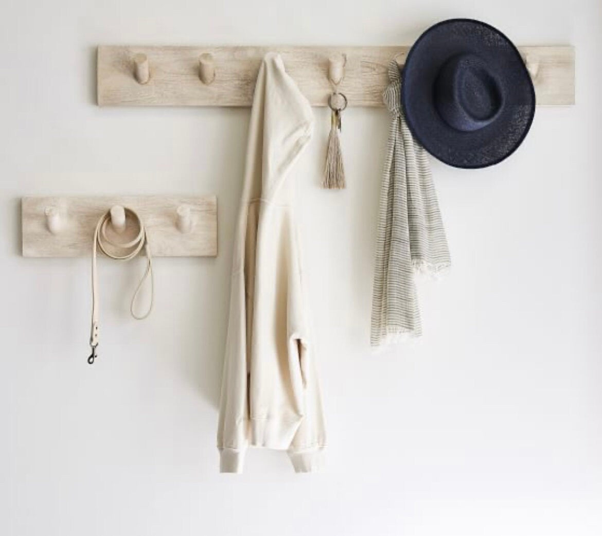 Wood Peg Rail Row of Hooks Modern Coat Rack Scandinavian Peg Rail Coat Shelf Rustic Farmhouse