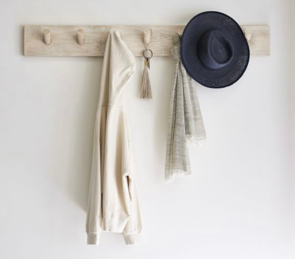 Wood Peg Rail Row of Hooks Modern Coat Rack Scandinavian Peg Rail Coat Shelf Rustic Farmhouse