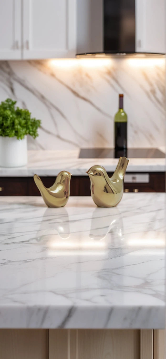 Gold Lovebird Figurines, pair