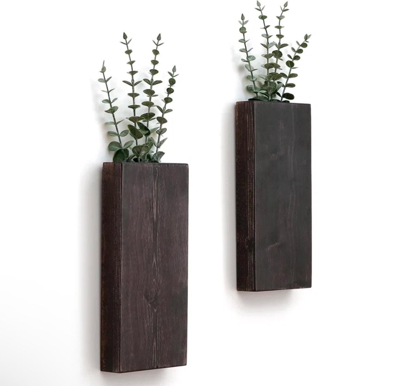 Handcrafted Wood Wall Pocket Pair