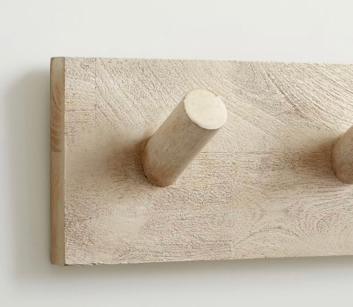 Wood Peg Rail Row of Hooks Modern Coat Rack Scandinavian Peg Rail Coat Shelf Rustic Farmhouse
