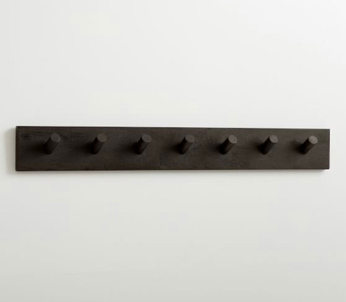 Wood Peg Rail Row of Hooks Modern Coat Rack Scandinavian Peg Rail Coat Shelf Rustic Farmhouse
