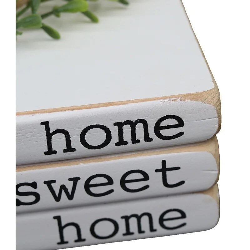 Farmhouse wood book stack, stacked books, rustic book stack, books with name, personalize gift, decorative book best seller house warming