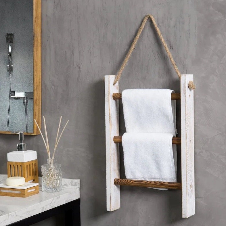 Floating Shelf Bathroom Organizer Wall Mounted Wooden Towel Rack Wooden Towel Farmhouse Towel Bar Farmhouse Towel Bar Rustic