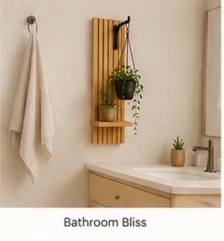 Modern Slat Wall Plant Shelf with Hanging Hook | Handmade Solid Wood Plant Display | Scandinavian Boho Wall Decor | Made in Canada