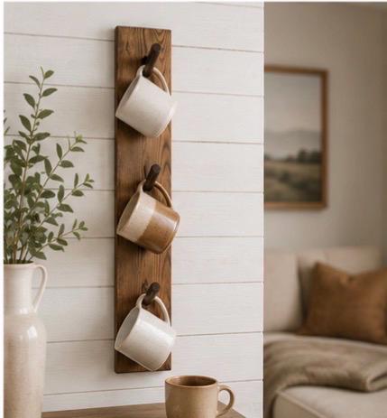Rustic Mug Tree | Handmade Wooden Mug Holder | Farmhouse Coffee Bar Organizer | Countertop Coffee Cup Rack | Coffee Station Decor | Wood