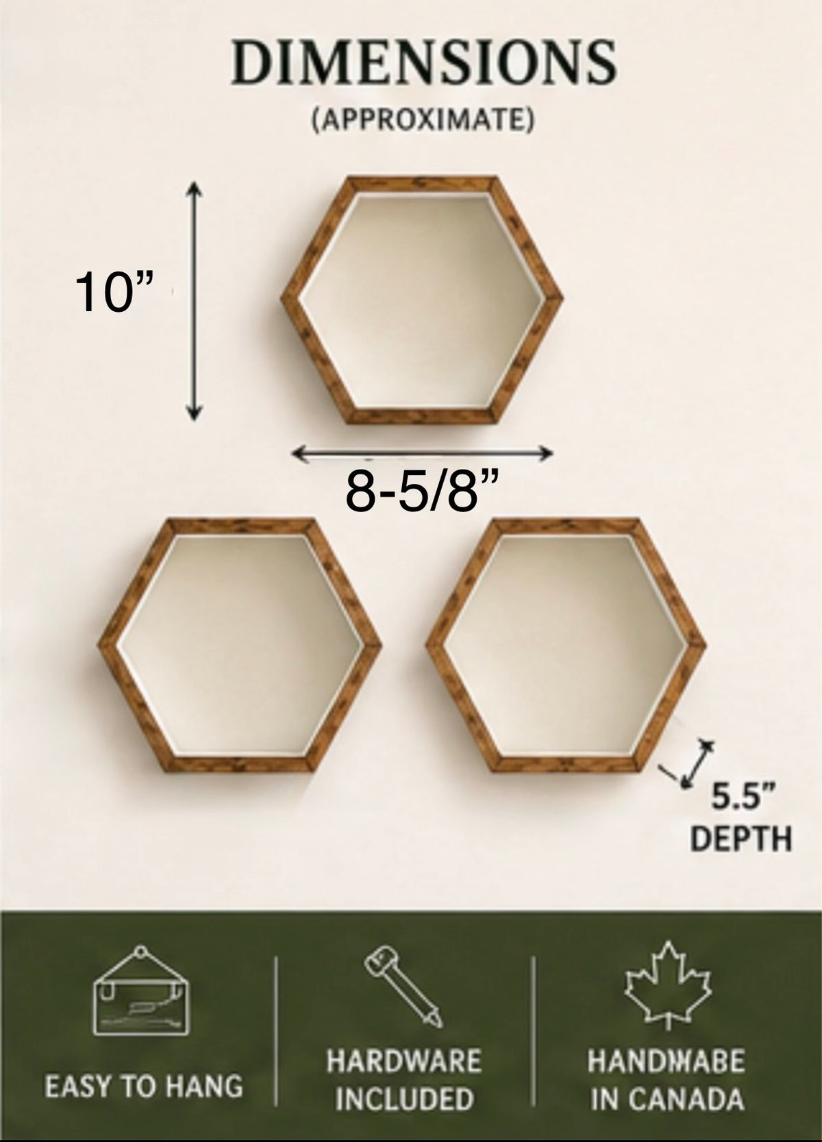 Hexagon Floating Wall Shelves Set of 3 | Handmade Honeycomb Shelves | Rustic Wood Wall Decor | Modern Farmhouse Display Shelves | Nursery