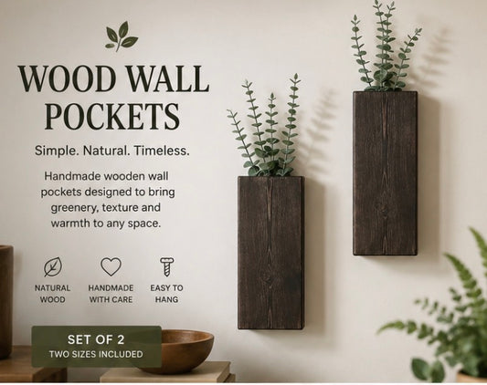 The Wall Pocket Duo — a handmade pair of wooden wall planters designed to bring greenery, texture, and warmth to your walls.