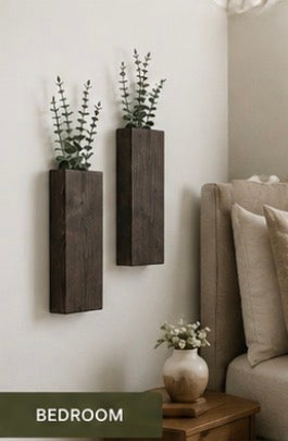 The Wall Pocket Duo — a handmade pair of wooden wall planters designed to bring greenery, texture, and warmth to your walls.