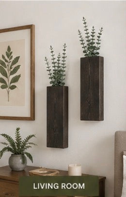 The Wall Pocket Duo — a handmade pair of wooden wall planters designed to bring greenery, texture, and warmth to your walls.