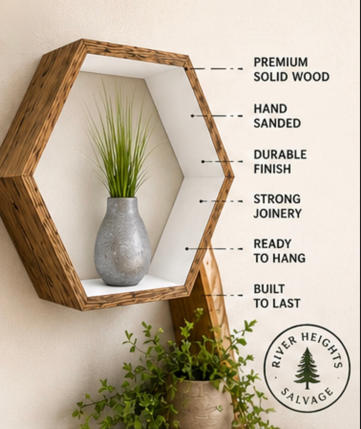 Hexagon Floating Wall Shelves Set of 3 | Handmade Honeycomb Shelves | Rustic Wood Wall Decor | Modern Farmhouse Display Shelves | Nursery