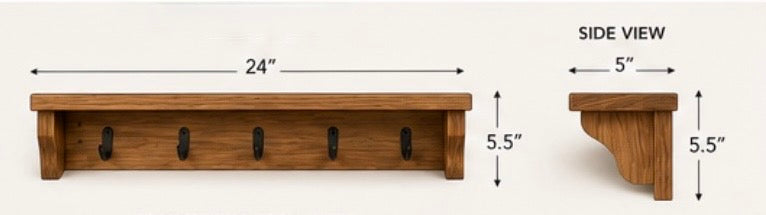 Entryway Organizer with Hooks | Handmade Wood Key Holder Shelf | Wall Mail Organizer | Entryway Shelf | Mudroom Storage | Housewarming Gift