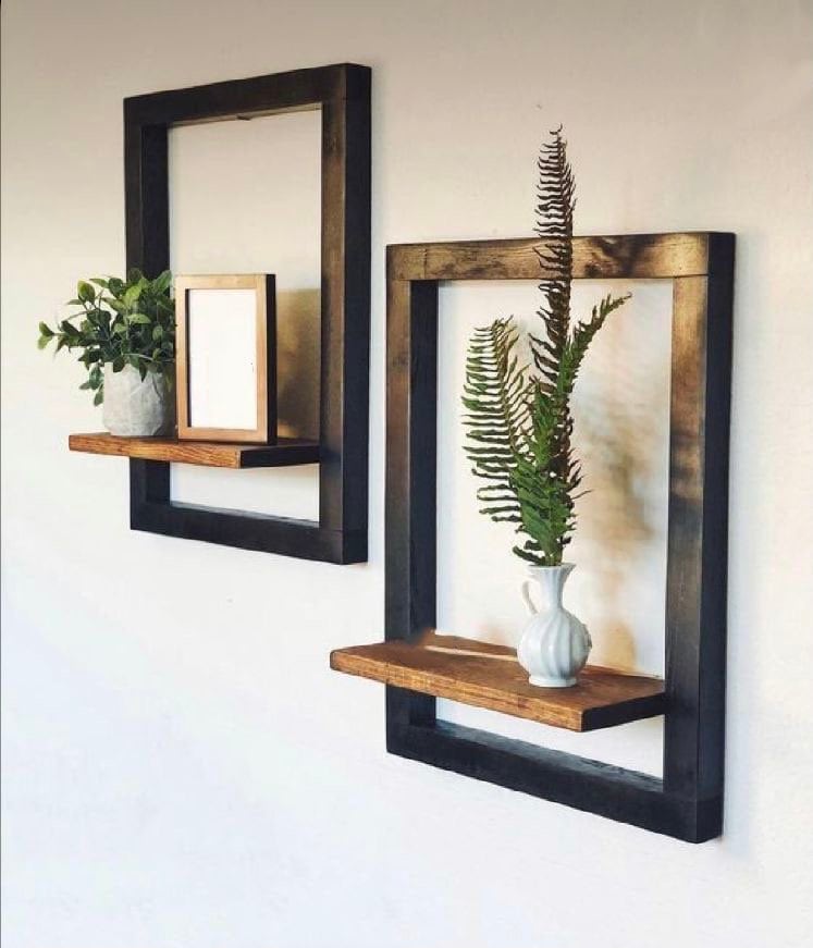 Framed Floating Shelf | Handmade Wood Picture Frame Shelf | Modern Wall Decor | Display Shelf | Rustic Modern Home Decor | Housewarming Gift
