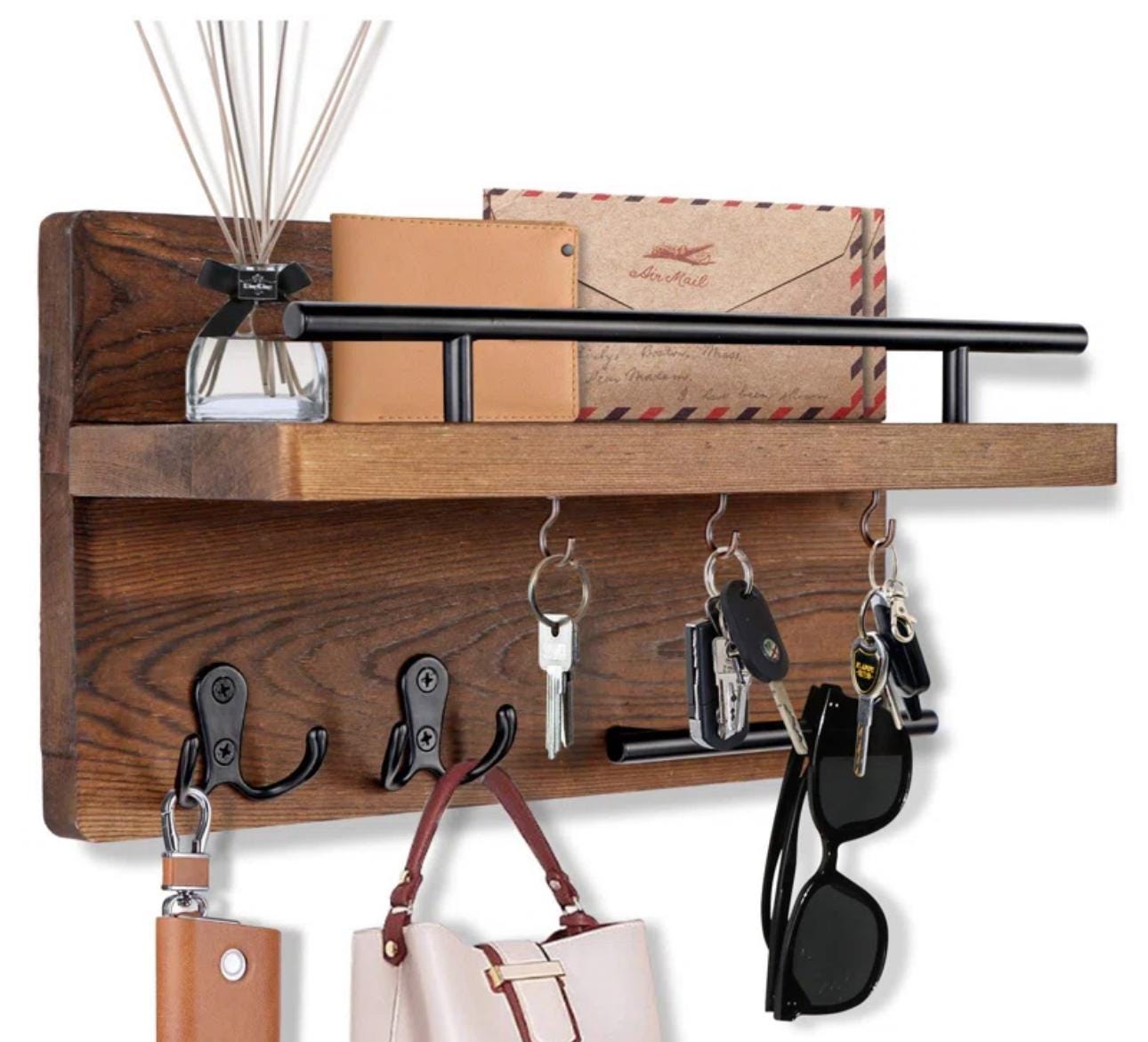 Entry Wall Mail Organizer Mail Holder Floating Shelf Letter Holder Key holder Organizer Mail Box Organizer Wall Mail Rack Entryway Organizer