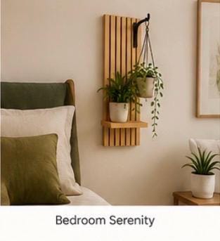 Modern Slat Wall Plant Shelf with Hanging Hook | Handmade Solid Wood Plant Display | Scandinavian Boho Wall Decor | Made in Canada