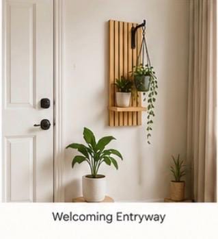 Modern Slat Wall Plant Shelf with Hanging Hook | Handmade Solid Wood Plant Display | Scandinavian Boho Wall Decor | Made in Canada