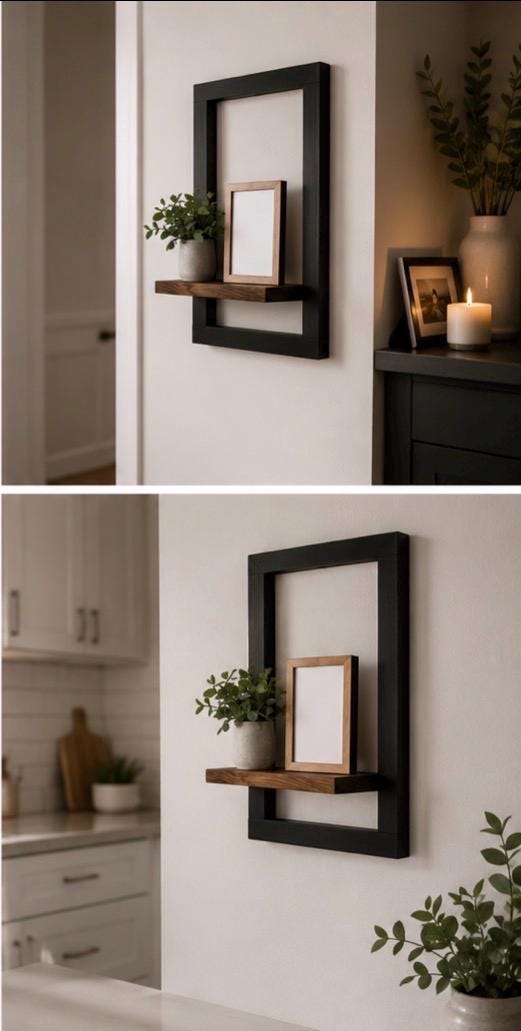 Framed Floating Shelf | Handmade Wood Picture Frame Shelf | Modern Wall Decor | Display Shelf | Rustic Modern Home Decor | Housewarming Gift
