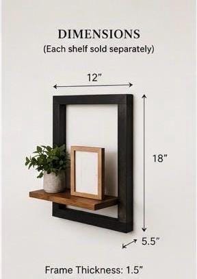 Framed Floating Shelf | Handmade Wood Picture Frame Shelf | Modern Wall Decor | Display Shelf | Rustic Modern Home Decor | Housewarming Gift