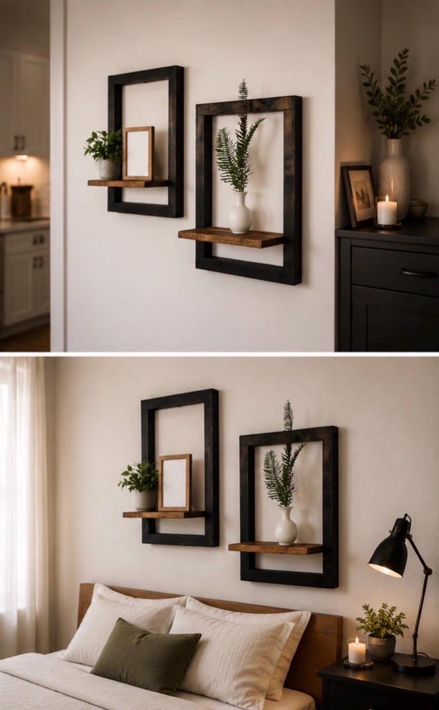 Framed Floating Shelf | Handmade Wood Picture Frame Shelf | Modern Wall Decor | Display Shelf | Rustic Modern Home Decor | Housewarming Gift