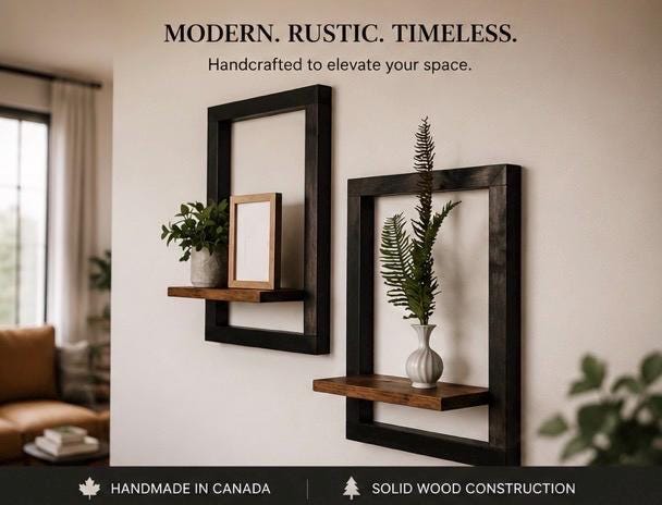 Framed Floating Shelf | Handmade Wood Picture Frame Shelf | Modern Wall Decor | Display Shelf | Rustic Modern Home Decor | Housewarming Gift