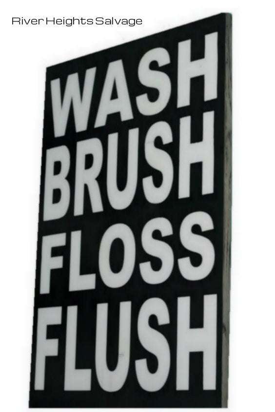 Wash Brush Floss & Flush Sign Bathroom Decor Wood Sign, Bathroom Sign Large Bathroom Sign Handmade Sign Home Decor Gift