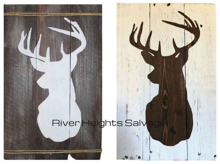 Wood Deer Head Sign Buck Silhouette Pallet Wood Sign Buck Wood Sign Home Decor Rustic Sign Pallet Art Wall Decor Antler Gift Popular