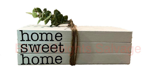 Farmhouse wood book stack, stacked books, rustic book stack, books with name, personalize gift, decorative book best seller house warming